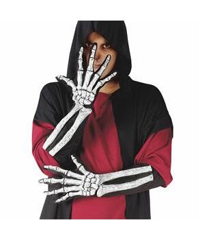 Adults 3D Black & White Skeleton Hand & Wrist Bone Glove - One Size
