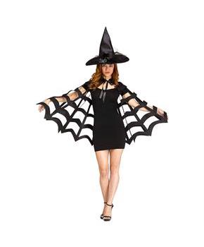 Adults Web-Cut Black Polyester Capelet Costume Accessory
