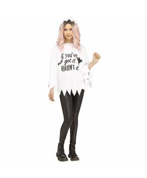 Kids Black & White Ghost Poncho Costume