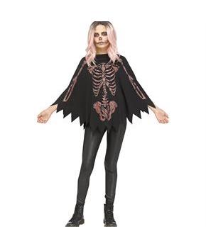 Poncho Shimmer Skeleton Child Costume