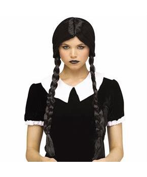 Adults Classic Braids with Bangs Black Wig - One Size