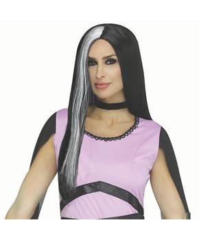 Adults Black with White Streak Monster Mom Wig Costume Accessory