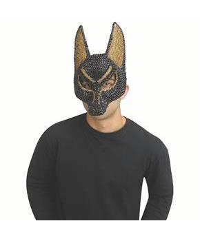 Adults Gold & Black Rhinestone Bling Anubis Half Mask - One Size