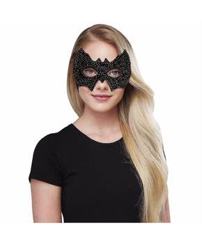 Adults Black Diamond Bat Eye Mask with Rhinestones Costume Accessory
