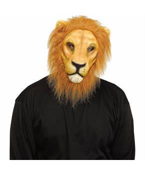 Adults Brown Lion Full Face Mask with Fur