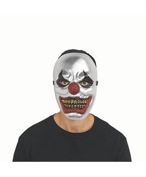 Adults Silver with Red & Gold Rhinestone Bling Big Top Clown Full Mask - One Size