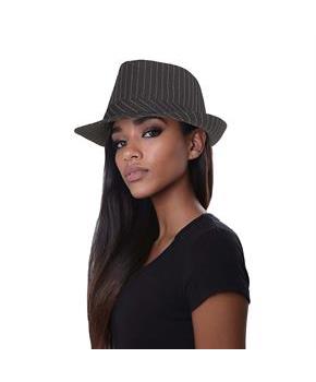 Adults Black with White Pinstripe Polyester Fedora Hat Costume Accessory