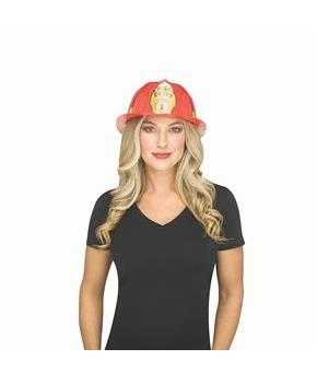 Adults Red & Yellow Plastic Firefighter Hat Costume Accessory