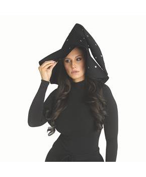 Adults Black Polyester Witch Hat with Rhinestones Costume Accessory