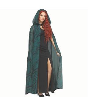 Adults Green Forest Polyester Hooded Cape Costume Accessory