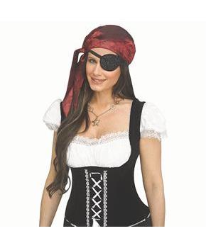 Black Plastic Pirate Eye Patch with Black Rhinestone Bling Costume Accessory