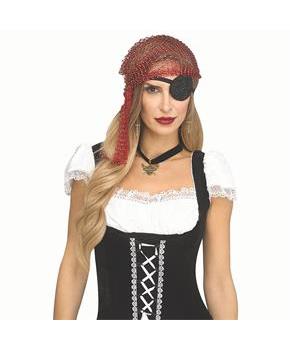 Adults Burgundy Rhinestone Bling Pirate Costume Accessory Kit