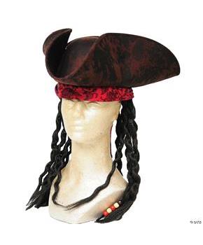PIRATE HAT BROWN W DREAD