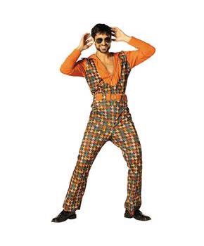 Adults Swaggertown Orange Houndstooth Pantsuit Costume