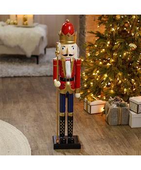 3 Ft. Large Classic Red Wood Holiday Nutcracker with Scepter
