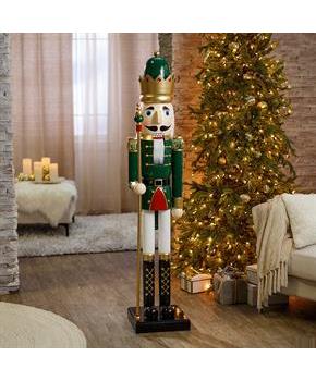 5 Ft. Giant Classic Green Wood Holiday Nutcracker with Scepter
