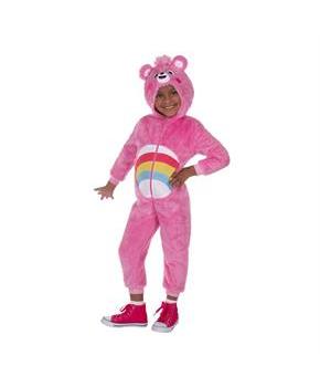 Toddler Deluxe Care Bears Cheer Bear Hooded Jumpsuit Costume