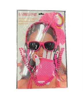 Adults Neon Pink 80's Costume Accessory Kit - 17 Pc.