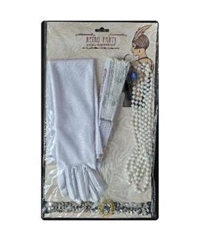 Adults White Roaring 20's Costume Accessory Kit - 5 Pc.