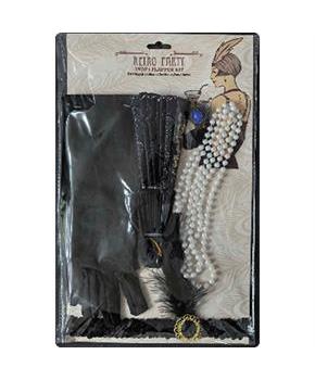Adults Black Roaring 20's Costume Accessory Kit - 5 Pc.