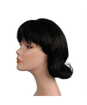 Women's 60s Black Short-Haired Flip Wig with Bangs
