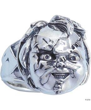 Child's PlayT Scarred Chucky Face Plated Brass Ring 