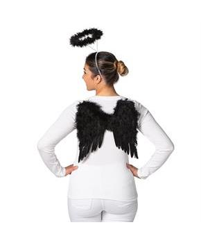 12" x 14" Black Wings with Halo Costume Accessory