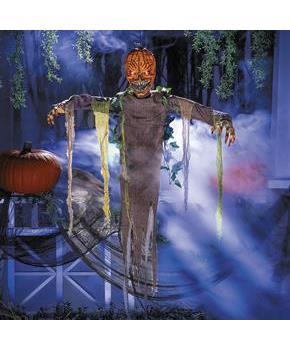 5 Ft. Light-Up Posable Hanging Pumpkin Patch Ghoul with Sound Halloween Decoration