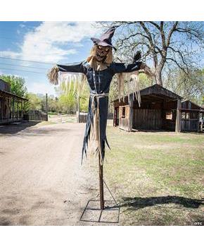 Simplified Staked Scarecrow Animated Halloween Prop 96"