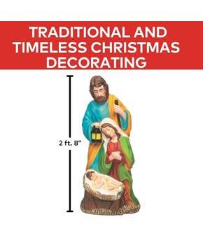 32 1/4" Light-Up Nativity Holy Family with LED Lantern Christmas Decoration