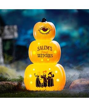 Hocus Pocus Light-Up Stacked Pumpkins Tabletop Decoration, 18"