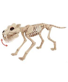 Animated Light-Up Tiger Skeleton Halloween Decoration, 18 1/2"