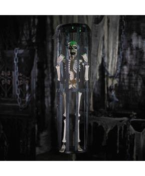 40" Animated Light-Up Skeleton in a Shaking Cage Halloween Decoration