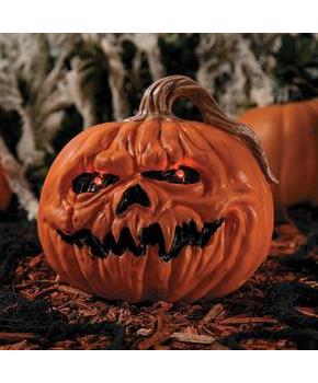 Light-Up Creepy Plastic Pumpkin with Sound Halloween Decoration 8 1/4"