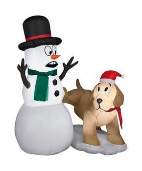4 Ft. Airblown Inflatable Snowman with Golden Retriever Outdoor Yard Decoration