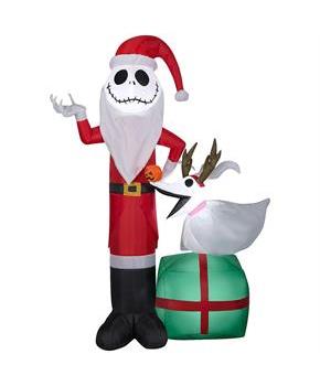 5 Ft. Airblown Blowup Inflatable Jack Skellington & Zero with Built-In Lights Halloween Outdoor Yard Decoration