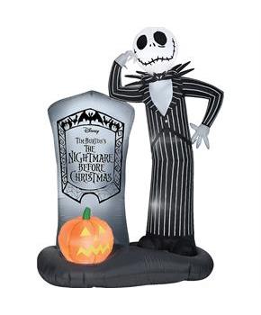 Airblown Jack Skellington with Tombstone - Medium 6 inches