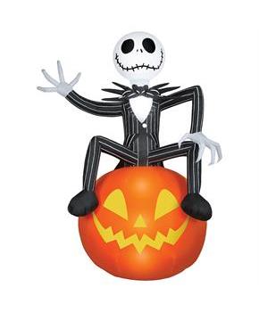 Airblown Inflatable Giant Jack Skellington on Pumpkin Halloween Yard Decoration 114"