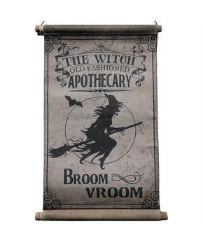 Broom Vroom Canvas Hanging Sign Halloween Decoration 26"