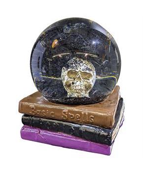 5\ Skull Water Globe on Spell Books Halloween Decoration