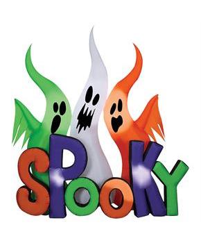 Airblown Inflatable Ghosts w/Spooky Sign Halloween Yard Decoration 96"