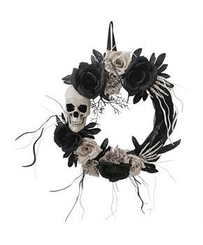 18-Inch Skull & Roses Wreath
