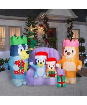 6 Ft. 7" Airblown Inflatable Light-Up Bluey Bluey & Family with Sofa Christmas Decoration