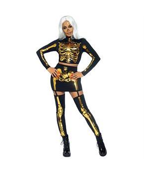 Adult Golden Skeleton 2Pc Costume