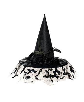 Witch Hat Deluxe Black with Veil Adult Costume Accessory