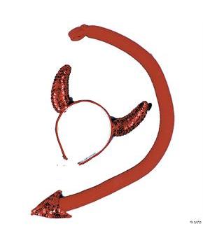 Sequin Devil Horn/Tail Set