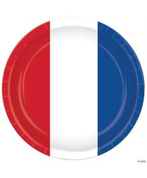 RED WHITE BLUE PLATES 9IN 8 PC