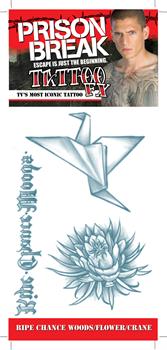 Prison Break Woods Flower Crane Temporary Tattoo