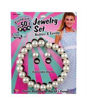 Pearl Necklace and Earrings