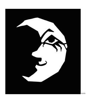 Crescent Moon With Face Stencil